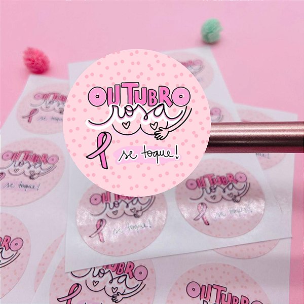 Adesivo Outubro Rosa Câncer de Mama Amiga do Peito