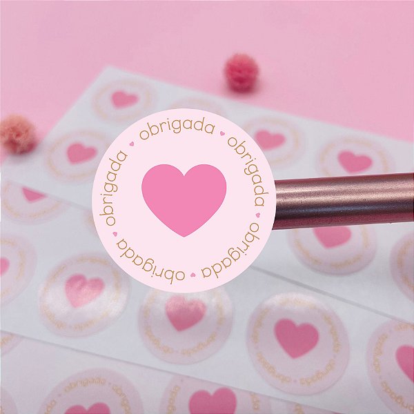 Adesivo Obrigada Coração 3x3cm Fofinho