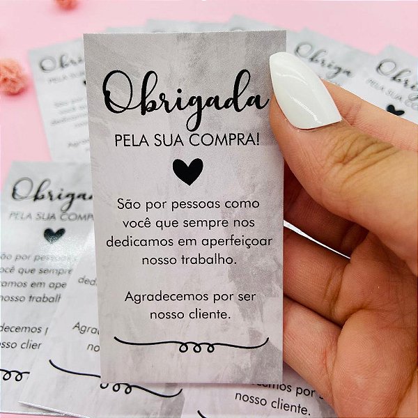 Cartão de Agradecimento Cliente 5x9cm Agradecer Cinza