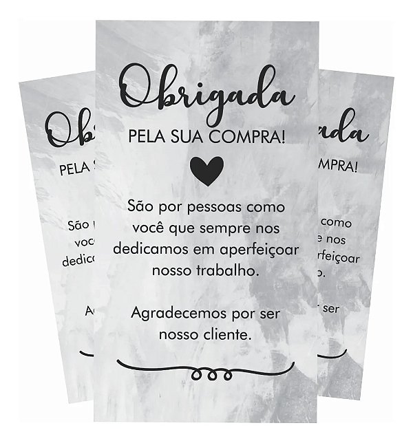 Cartão de Agradecimento Cliente 5x9cm Agradecer Cinza
