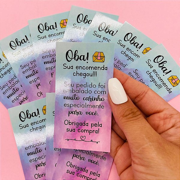 Cartão de Agradecimento Oba Lilás e Azul