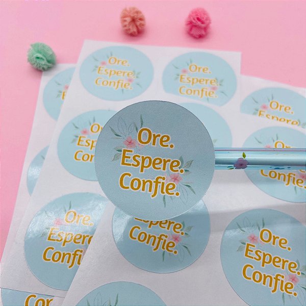 Etiquetas Adesivas Frase Bíblica Ore Espere e Confie