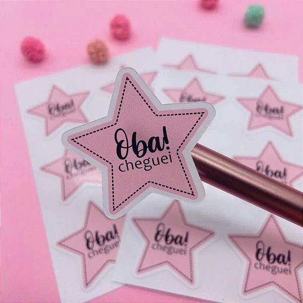 Adesivo Agradecimento Cliente Estrela Rosa Oba Cheguei