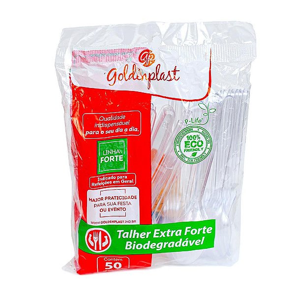 Colher Refeição Biodegradável Cristal C/ 50 - Goldenplast