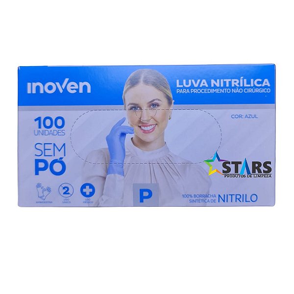 Luva Nitrílica Azul P - Inoven