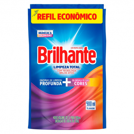 Lava Roupas Líquido 900ml Conc. - Brilhante