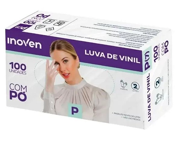 Luva Vinil C/ Pó Tam P CA46221 - Inoven