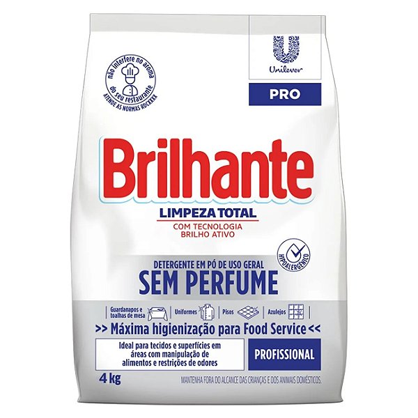 Sabão Em Pó 4,0 Kg Sem Perfume - Brilhante