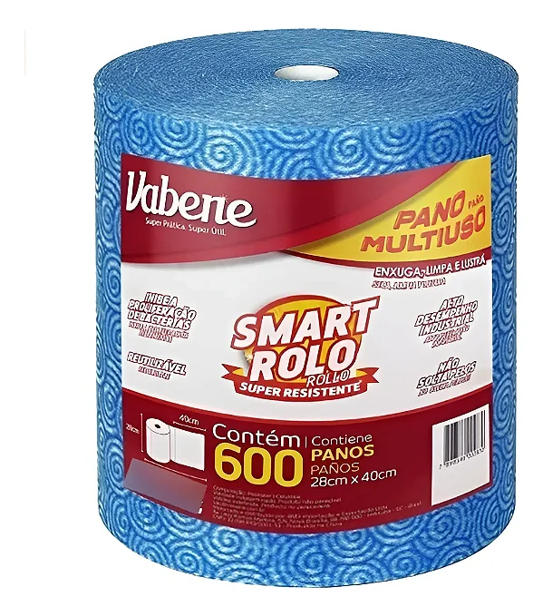 Pano Multiuso Smart 28x40x240m Azul com 600 panos - Vabene