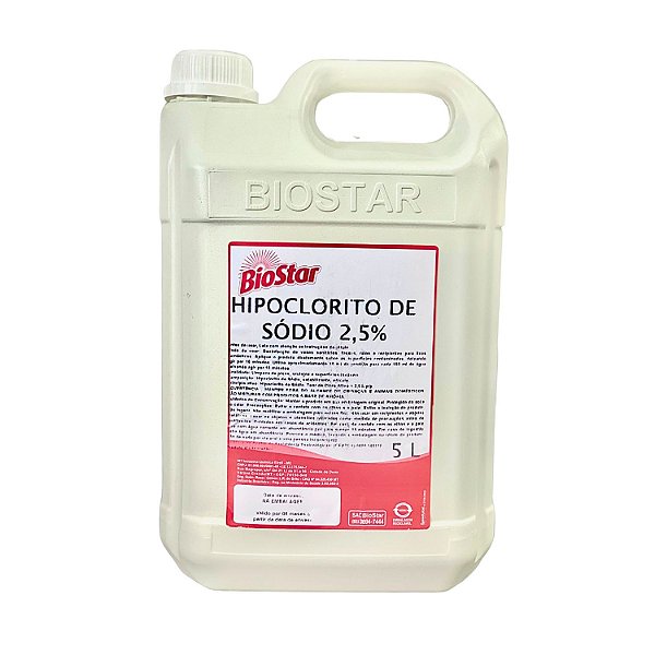 Hipoclorito Sódio 2,5% 5L - Biostar
