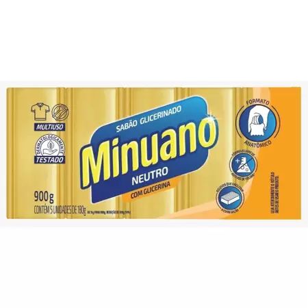 Sabão em Barra 5x180g Glicerina - Minuano