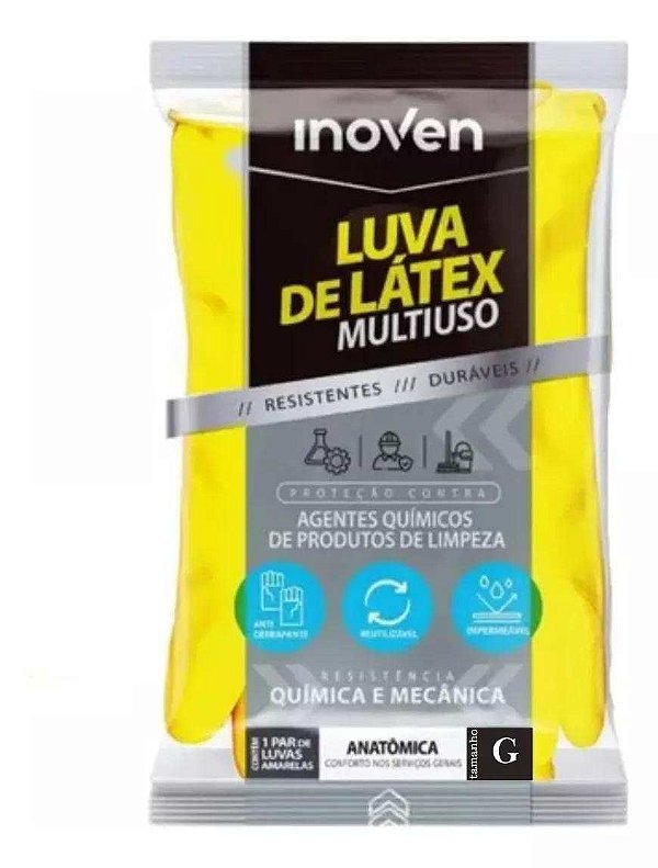 Luva Latex Multiuso Amarela G - Inoven