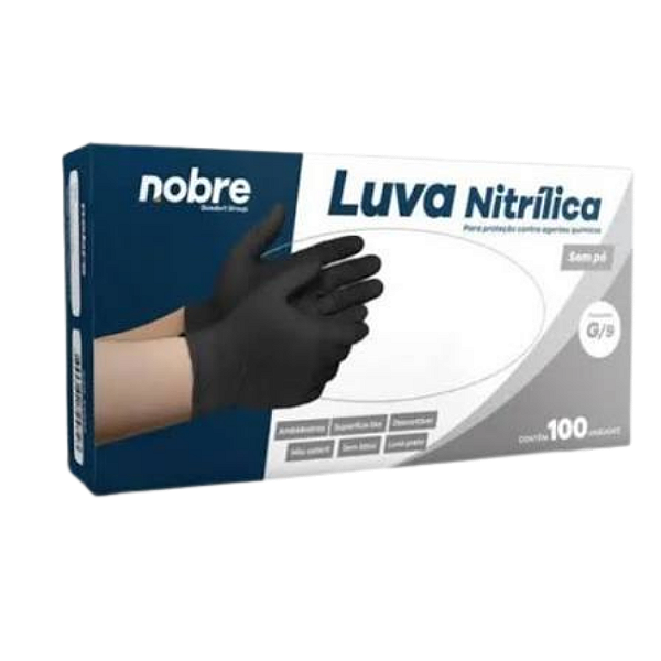 Luva Nitrilica sem Pó Tamanho g/9 Preta CA44567 - Nobre