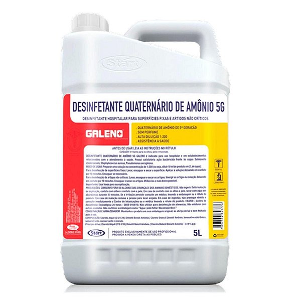 Desinfetante Hospitalar 5L Quaternario de Amonio 5G Galeno - Start
