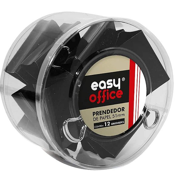 Prendedor de Papel 51mm Preto C/12 - Easy Office