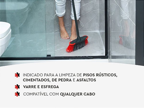 Vassoura esfregão tam. Único vermelho c/ cinza - Powermaid