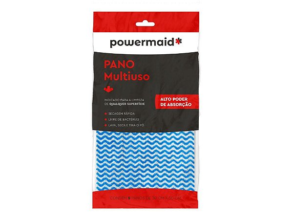 Pano não tecido multiuso kit 5 pcs azul - Powermaid