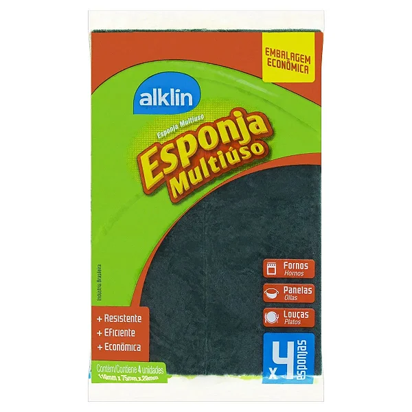 Esponja Multiuso Alklin C/4 Unidade 109mmx72mmx20mm Alkin