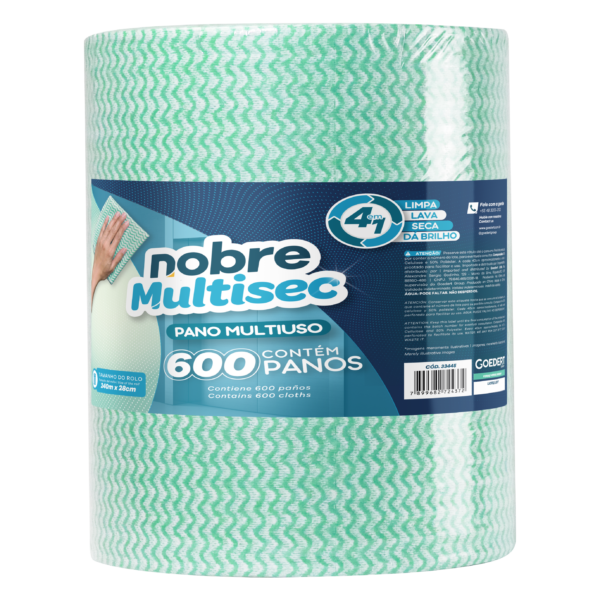 Pano multiuso Slim (rolo c/28cm x 240m picotado aprox. 40cm) verde - Nobre