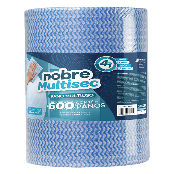 Pano multiuso Slim (rolo c/28cm x 240m picotado aprox. 40cm) azul - Nobre