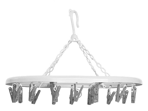 Mini varal com 24 prendedores Branco/Cinza