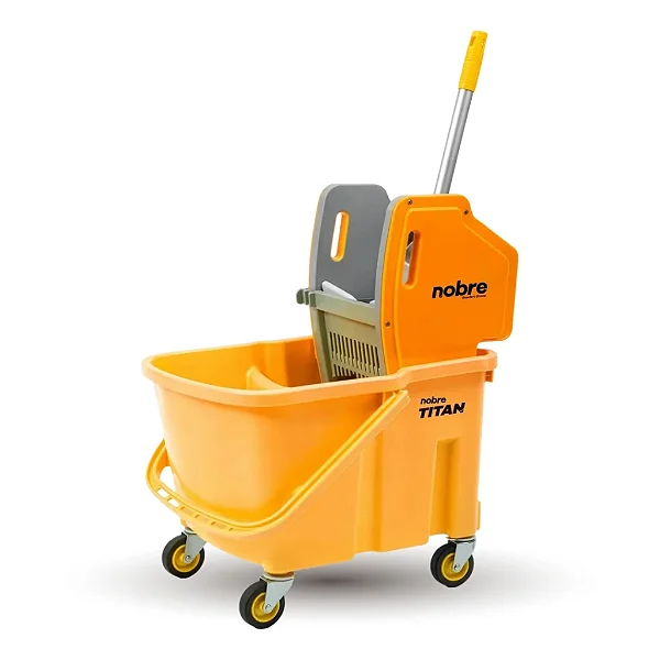 Carro balde 34l alavanca central (duas aguas com espremedor) amarelo Titan - Nobre