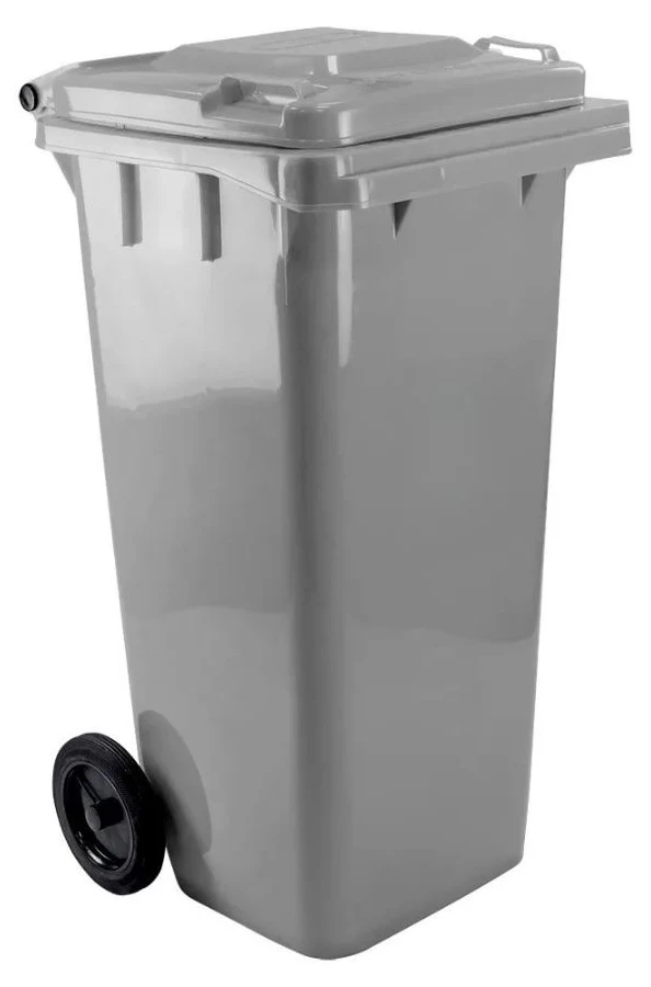 Lixeira Coletor Com Rodas 120 Litros Cinza