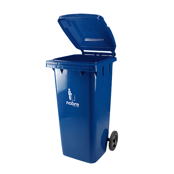 Coletora plastica 240l. c/rodas (mod. europeu) azul - Nobre