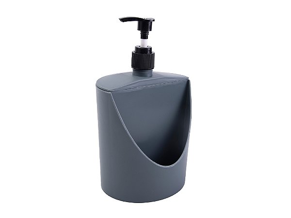 Dispenser para Detergente com Porta-Esponja 17,5 cm Cinza – Camesa