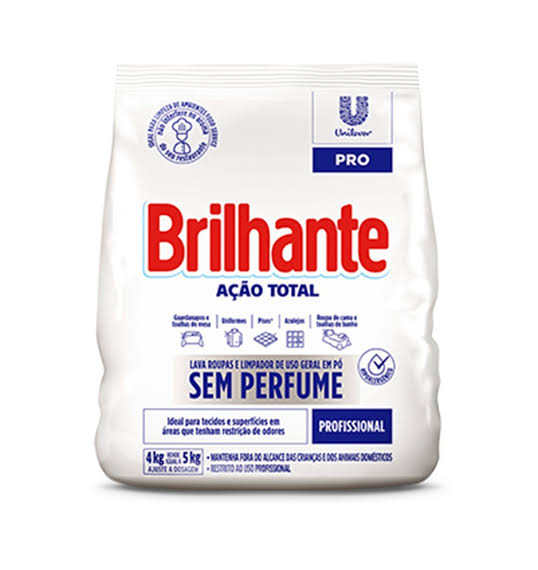 Sabão em Pó Brilhante Ação Total sem Perfume 4kg