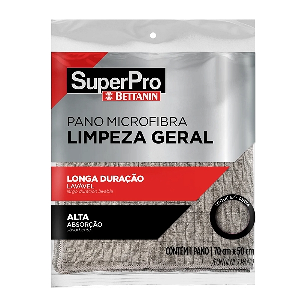 Pano Microfibra 70x50cm Limpeza Geral Sp9328 Cinza - Super Pro Bettanin