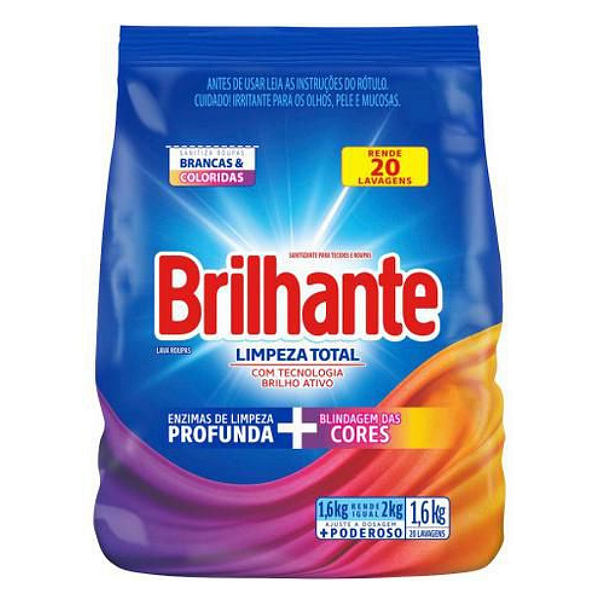 Sabão em Pó 1,6kg Limpeza Total - Brilhante