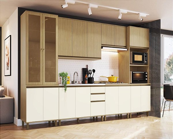 Cozinha Nova Dubai Louro Freijo/Champagne 100% MDF
