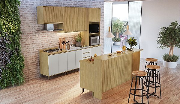 Cozinha Nova Dubai Louro Freijo/Champagne 100% MDF