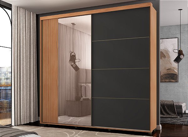 Roupeiro Tesla Nature/Grafite 100% MDF