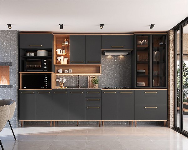 Cozinha Isabelle 02 Freijo/Grafite