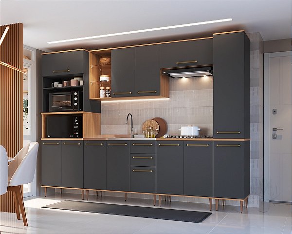 Cozinha Isabelle 01 Freijo/Grafite