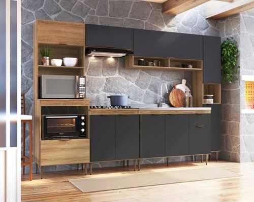 Cozinha Modulada Veneza 02 Mel/Grafitte