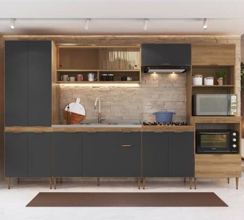 Cozinha Modulada Veneza 03 Mel/Grafitte