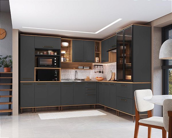 Cozinha Isabelle 03 Freijo/Grafite
