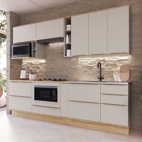 Cozinha Everest MDF Panna/Carvalho Delmarco