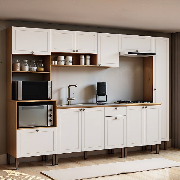 Cozinha Essência Frizz Cinamomo/Branco 100% MDF