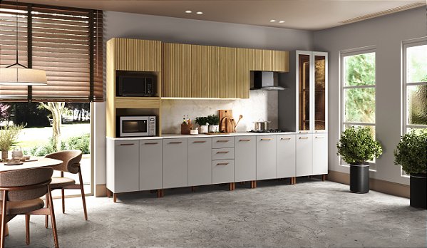 Cozinha Sardenha Cinza/ Louro Freijó 100% MDF