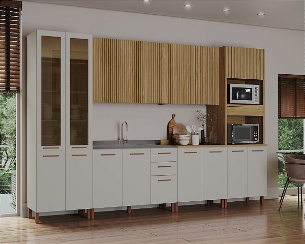 Cozinha Sardenha Cinza/ Louro Freijó 100% MDF