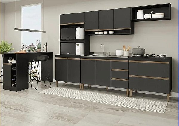 Cozinha Sabrina com Bancada Preta PTX