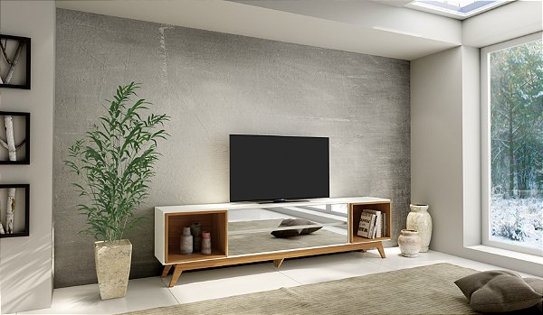 Rack Retrô com 2 Gavetas Espelhadas R422 WJ Dalla Costa