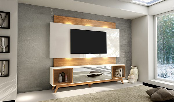 Rack e Painel com 2 Gavetas Espelhadas TB143L WJ Dalla Costa