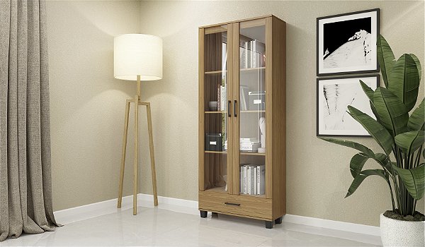 Estante com 2 Portas de Vidro e 1 Gaveta C58 JJ Dalla Costa