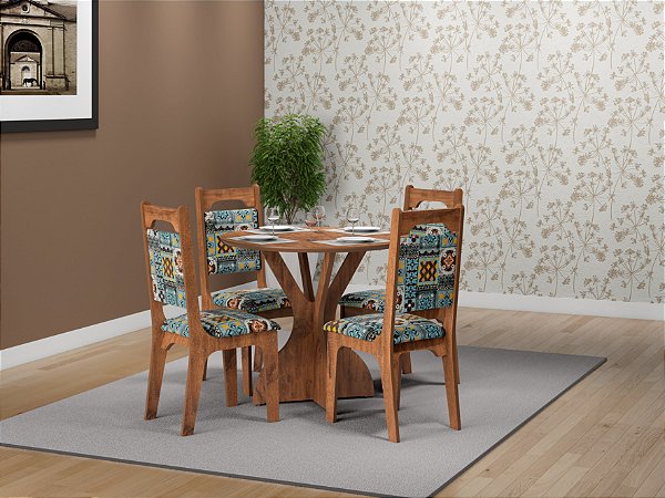 Mesa Redonda TM10 NN com 4 Cadeiras CA29 N10 Dalla Costa