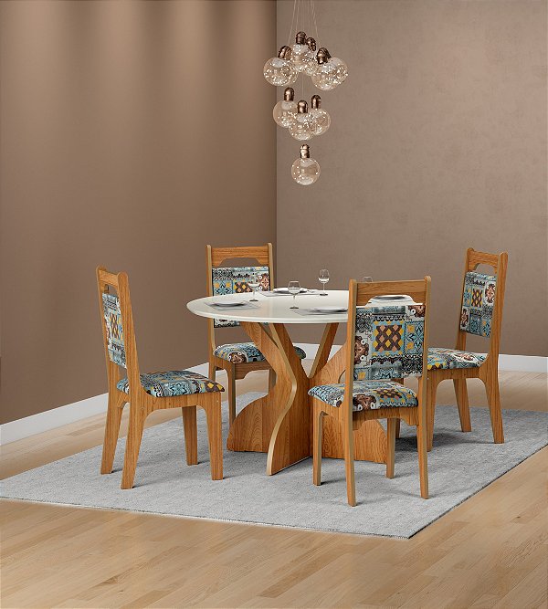 Mesa Redonda TM12M WJ com 4 Cadeiras CA29 J10 Dalla Costa